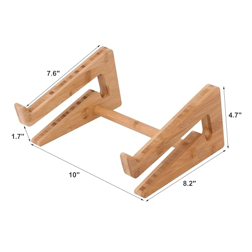 Wooden Vertical Laptop Stand for Desk, Bamboo Laptop Holder Compatible with MacBook Air Pro/Dell XPS/Surface Pro/HP/Pixelbook/Lenovo, More 13-15.6 Inch Laptops