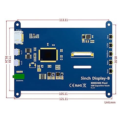 ELECROW 5 Inch Touch Screen Monitor for Raspberry Pi 800×480 LCD Display | Touchscreen Compatible with Raspberry Pi 5/4/3B+/3B, BB Black, Banana Pi, Jetson Nano, Windows, PC
