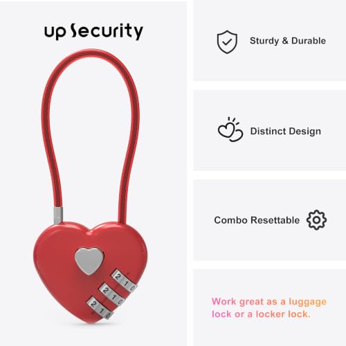 Small Combination Padlock, Cable Locks with Combination, Cute Padlock with Number, Combo Cable Lock for Luggage, Suitcase, Gym Locker, Backpack Zipper, Bag, Toolbox, Helmet, Travel Safe - color: Red, 2-Pack, size: 5 inch (12.7 cm) Cable）
