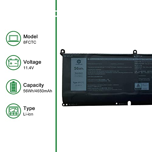 8FCTC Laptop Battery Replacement for Dell G15 5510 5511 5515 5520 5521 5525 G7 7500 Precision 5550 5560 Inspiron 7510 7610 Series Notebook 0DVG8M DVG8M 0P8P1P P8P1P Black 11.4V 56Wh 4650mAh - size: 13.4*5.5*1.2inch 8FCTC