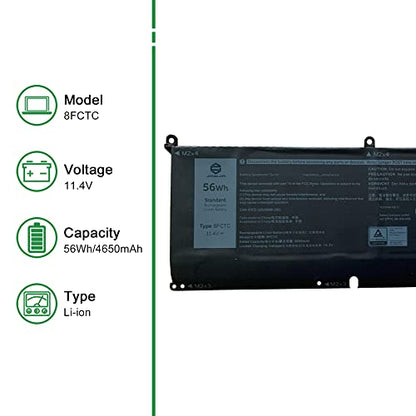 8FCTC Laptop Battery Replacement for Dell G15 5510 5511 5515 5520 5521 5525 G7 7500 Precision 5550 5560 Inspiron 7510 7610 Series Notebook 0DVG8M DVG8M 0P8P1P P8P1P Black 11.4V 56Wh 4650mAh - size: 13.4*5.5*1.2inch 8FCTC