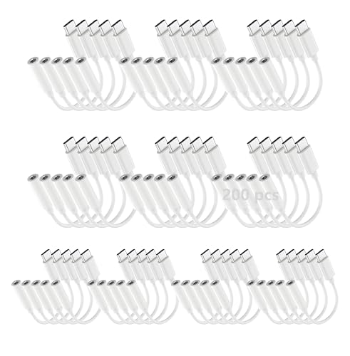 200 Pack USB C to 3.5mm Headphone Jack Adapter for iPhone 17/16/15/Pro Max/Plus, Type C Aux Audio Dongle Cable Cord Compatible with iPad, Samsung Galaxy S25/24/S23/S22/S21, MacBook-White - color: White, size: 200 Pack