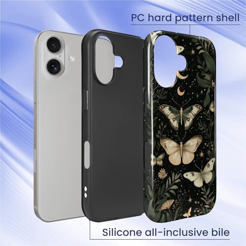 CARLOCA Case for iPhone 17,Gothic Dark Butterfly Design Hybrid Dual Protection Soft TPU Hard PC Shockproof Anti Scratch Men & Women Stylish Protective Phone Case - color: Gothic Dark Butterfly, size: iPhone 17