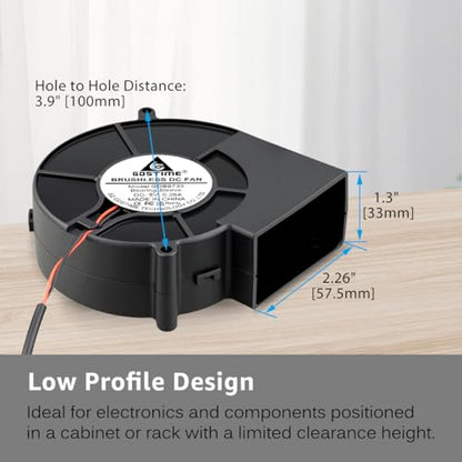 GDSTIME 97mm USB Blower Fan with 3 Speeds Control, 5V Powered 9733 DC Brushless Squirrel Cage Blowers Centrifugal Cooling Fans - size: 97mm x 33mm