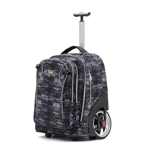 NEW TILAMI 20 Inch Rolling Backpack for School Stair-Climbing Big Wheel | Teen Boys Girls Carry-on Suitcase Large Organizer Compartment 15.6 Laptop Sleeve Adjustable Handle Roller Travel Bag College - color: Grey Mosaic