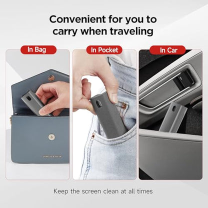 YTT Screen Cleaner, All-in-One Spray & Wipe Cleaner, with Transparent Protective Shell for All Phones, Laptop and Tablet Screens (Gray) - color: Gray