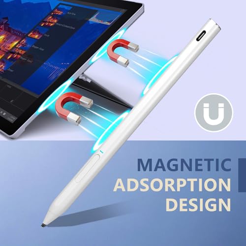 Rechargeable MPP 2.0 Tilt Pen for HP 2-in-1 Touchscreen Laptops,Genuine Digital Stylus Pen for HP Envy X360/Pavilion X360/Spectre X360 with 4096 Pressure Sensitivity and Palm Rejection,White - color: White
