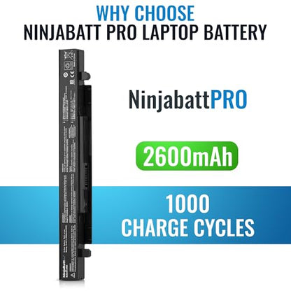 NinjaBatt A41-X550A Battery for Asus X550C X550L X550J X550CA X552E | Fits A41-X550 R510C R510L R510 X550V X550A X550D X550EA X550VX K550L F550V F550C P550C – 4 cells 2600mAh 44Wh - size: ASUS A41-X550A