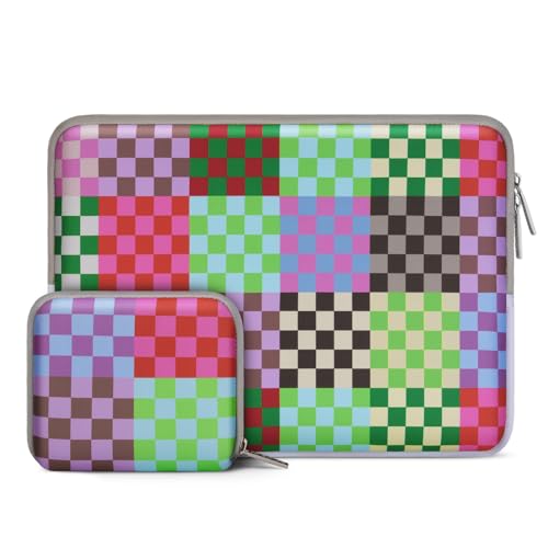 MOSISO Laptop Case 13.3 inch, 13-13.3 inch Laptop Sleeve with Small Case | Compatible with MacBook Neo/Air 13.6/Pro 13/Pro 14, HP Dell ASUS Lenovo, Neoprene Computer Sleeve Bag, Colorful Checkerboard