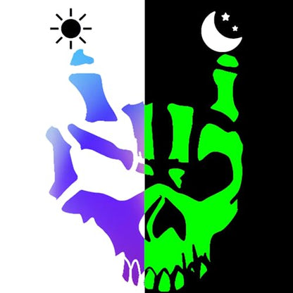 2 Pieces Fluorescent Neon Green Cross & Buddha, Skull Car Decal, Safety Religious Spiritual Stickers for SUV, Windows, Motorcycles, Skateboard Christian Night Visibility Hide Scratches (Skull B) - color: Skull B