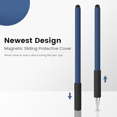 MEKO Stylus Pens for Touchscreens, 2 in 1 Capacitive Stylus | 3 Pack Thin Rubber Tip, High Sensitivity, Compatible with iPad,Switch, iPhone, Android All Touch Screens - color: Black & Red & Blue