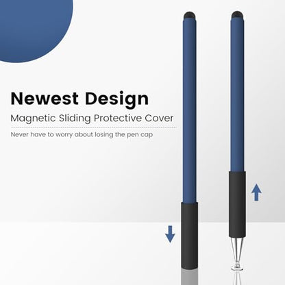 MEKO Stylus Pens for Touchscreens, 2 in 1 Capacitive Stylus | 3 Pack Thin Rubber Tip, High Sensitivity, Compatible with iPad,Switch, iPhone, Android All Touch Screens - color: Black & Red & Blue