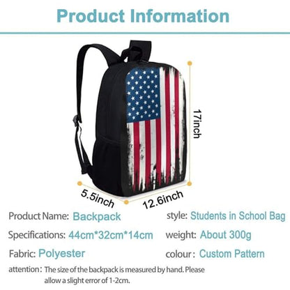 Large Durable Travel Laptop Backpack, Water Resistant College Bag, Computer Bag For Women Men Grunge USA American Flag - color: Color569