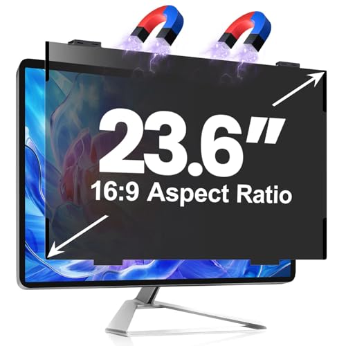 Computer Privacy Screen 23.6 Inch Magnetic, Removable Hanging Privacy Shield for frameless Monitor 16:9 Widescreen, Anti Blue Light, Anti-Glare Protector
