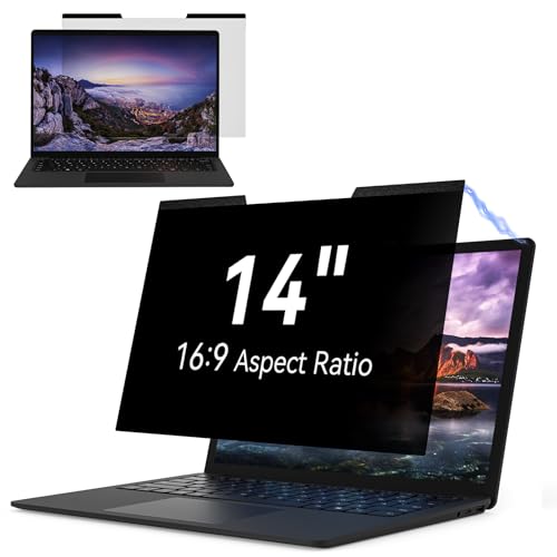 Magnetic Laptop Privacy Screen 14 Inch for 16:9 Computer Monitor, Removable 14” Anti Glare Protector Blue Light Filter Shield Compatible with HP Dell Xps Acer Asus Samsung Lenovo ThinkPad Envy - size: 14" (16:9)
