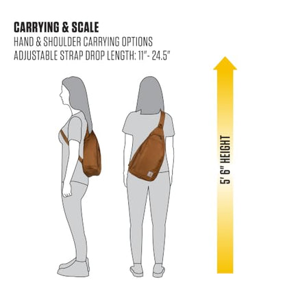 Carhartt Durable Sling Bag, Crossbody Backpack with Side Release Buckle, Tablet Sleeve and Adjustable Strap, Gravel, 10L - color: Gravel