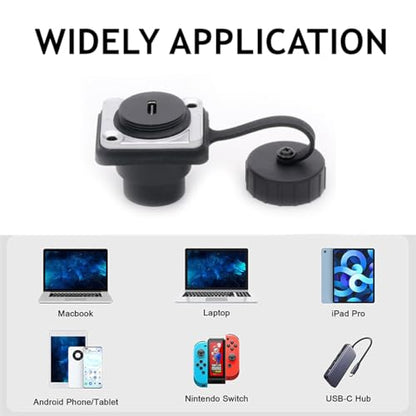PENGLIN 2PCS USB 3.1 Type C Panel Mount Coupler, USB C Panel Threaded Fixed Mount Coupler Converter Adapter Female to Female with Waterproof/Dust Cap (Pack of 2) - size: D-Type (Pack of 2)