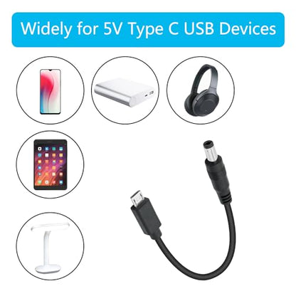 Short DC 5.5mm x 2.1mm to Micro USB Power Cord 6inch, DC 5521 Male to Micro USB Male Plug 5V 3A Power Charging Cable Extension Cord, for LED Desk Lamp, Small Fan Etc Other Equipment (2Pcs) - style: DC 5521 Male to Micro USB Male