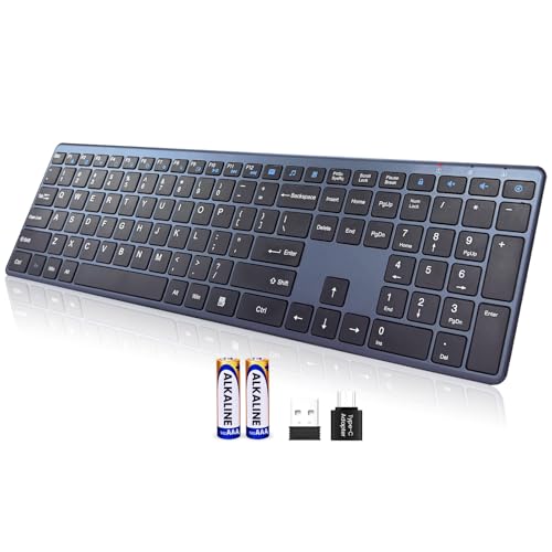 Wireless Keyboard-2.4G USB-A/Type-C Ultra Slim Quiet Full Size PC Computer Keyboard,19 Multimedia Key,Number Pad,Plug&Play,Lag-Free Ergo,Long Battery life for Tablet,Laptop,Smart TV,MAC,Windows,QWERTY - style: US Layout-Black