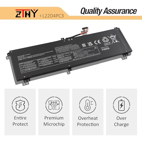L22C4PC3 L22M4PC3 Laptop Battery Replacement for Lenovo Legion S7 16IRH8 | Legion S7 16APH8 / Legion 9 16IRX8/ Legion 9 16IRX9 Series L22D4PC3 5B11K39157 5B11K39160 SB11K39158 SB11K39159 15.56V 99.9Wh - size: 12.36*3.85*0.31inch L22D4PC3