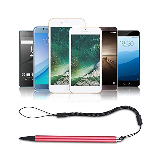 Universal Touch Pen, Black/Silver/Red Resistive POS PDA Navigator Tablet Screen Touch Painting Pen with Hanging Spring Rope(Red) - color: Red
