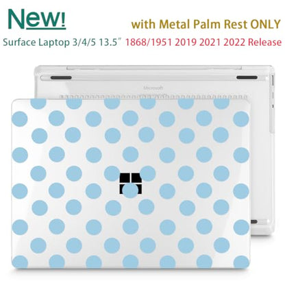 Case for Surface Laptop 5/4/3 13.5", Blue Polka Dots | Hard Shell Case with Keyboard Cover & Screen Protector. Fits Surface Laptop 5/4/3 13.5" Metal Palm Rest Models 1951/1868. - color: Blue Polka Dots