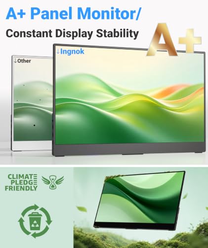 Ingnok Portable Monitor for Laptop,15.6'' 1080P, with Magnetic Case | 1080P 1.44lbs Ultra-slim Travel Monitor, USB C Mini HDMI for Mac,mini PC,Built-in speakers,VESA-ready,Easy to Carry - size: 15.6 inches