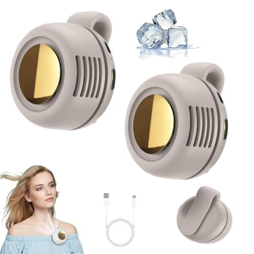 Portable Silent Mini Bladeless Electric Fan, Adjustable 3-Speed Suspended Wearable Fans, Small Clip on Fan for Shirt & Waist for Outdoor & Travel & Office (White, 2pcs) - color: White, size: 2pcs