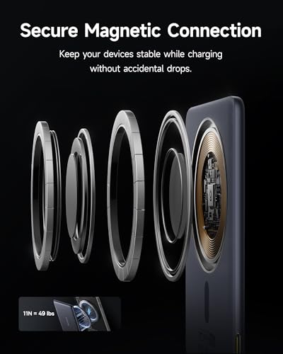 Baseus Picogo Power Bank, Smallest 5,000mAh Magnetic Wireless Charger with USB-C Braided Cable, Fast Charging Portable Battery Pack, NTC Safety Alloy Travel Essential for iPhone 17 Pro Max/17 Air/17e - color: Space Grey