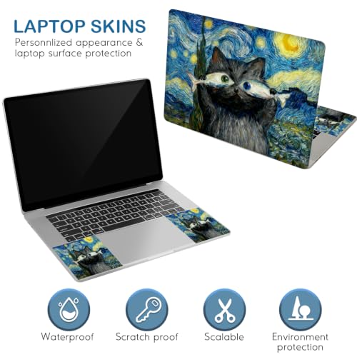 DINKY Laptop Skin Sticker Decal 15.6" 15.4" 12" 13" 13.3" 14" 15 inch Laptop Universal Vinyl Skin Stickers Cover Art Decal Notebook PC Personalized Protector, Blue Starry Sky Cat Fish - color: Blue Starry Sky Cat Fish