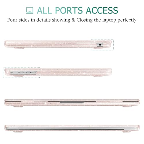 May Chen Case for MacBook Air 13/13.6-inch (M5/M4/M3/M2, 2022-2026 Models A3449 A3240 A3113 A2681), Lightweight | Closes Seamlessly | Ideal for Work Hard Shell Case, Sakura Pink Glitter - color: Sakura Pink Glitter