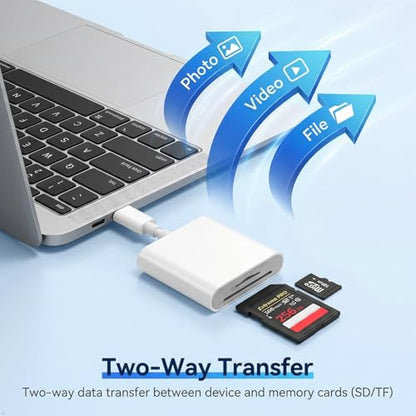 USB-C SD Card Reader, Dual-Slot for SD and MicroSD Cards, Type C Memory Card Adapter, Plug and Play, Compatible with iPhone 15/16/17, iPad, Laptop
