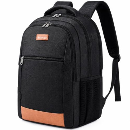 Business Laptop Backpack 17.3 Inch, Water Resistant Travel Computer Bag with Luggage Strap, Anti-Theft Work Backpack for Women & Men, Airline Approved Carry-On for Office College & Commute - color: Black