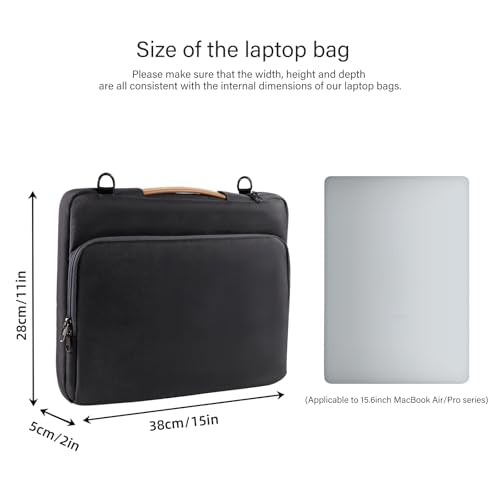 NIMOSA 15.6 Inch Laptop bag, 360 Full-Air Cushion Water Resistant YKK Zippers Metal shoulder strap buckles, Work Travel Bag