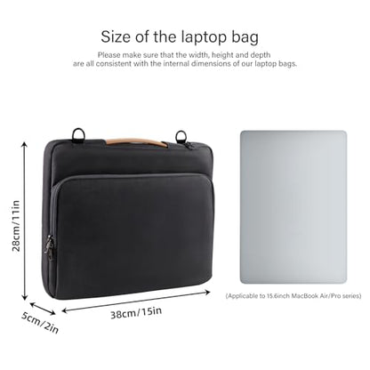 NIMOSA 15.6 Inch Laptop bag, 360 Full-Air Cushion Water Resistant YKK Zippers Metal shoulder strap buckles, Work Travel Bag