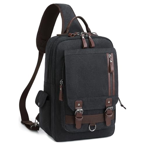 mygreen Canvas Cross Body Messenger Bag Shoulder Sling Backpack Travel Rucksack - color: Black-xl, size: X-Large