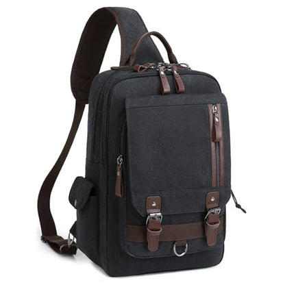 mygreen Canvas Cross Body Messenger Bag Shoulder Sling Backpack Travel Rucksack - color: Black-xl, size: X-Large