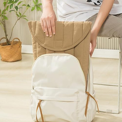 Puffy Laptop Sleeve 11-12 Inch, Soft Laptop Case, Beige | Compatible with 15-16 Inch Macbook Pro/Air, Asus/Dell Xps/Lenovo Laptops, Protective Carrying Bag for Women and Men - color: Streak-Beige, size: 11/12