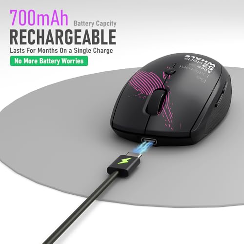 Wireless Mouse (Bluetooth+2.4G) Rechargeable Portable Silent Computer Mouse with Quiet Click and 3 DPI for Laptop/PC/Mac/MacBook/Chromebook/Surface Pro/iPad/Tablet (Whale2) - color: Whale2