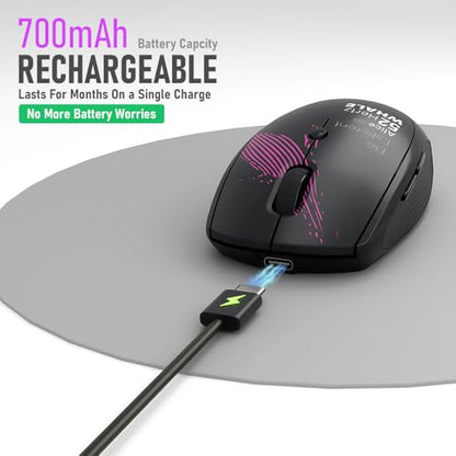 Wireless Mouse (Bluetooth+2.4G) Rechargeable Portable Silent Computer Mouse with Quiet Click and 3 DPI for Laptop/PC/Mac/MacBook/Chromebook/Surface Pro/iPad/Tablet (Whale2) - color: Whale2