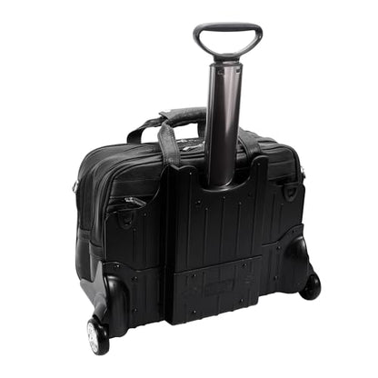 Siamod, VERNAZZA, CERESOLA, Napa Cashmere Leather, 15" Leather Checkpoint-Friendly Patented Detachable -Wheeled Laptop Briefcase, Black (46005)