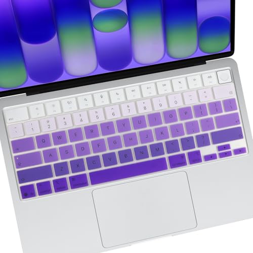 Allinside Keyboard Cover for 2026 MacBook Neo 13-inch A3404 (A18 Pro) & MacBook Air 13"/15" and MacBook Pro 14"/16" (M5 Chip), Premium Silicone Keyboard Protector Skin, US ANSI Layout, Ombre Purple - color: Ombre Purple