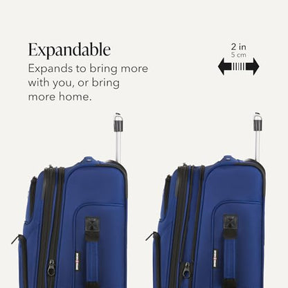 SWISSGEAR Sion Softside Expandable Spinner Luggage Durable Lightweight Travel Suitcase, Blue, 3-Piece Set (Carry-On/Medium/Large) - color: Blue, size: 3-Piece Set (Carry-On/Medium/Large)