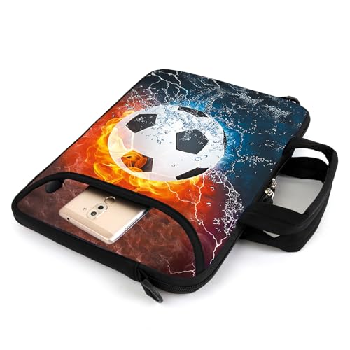 AMARY 15.4" 15.6" laptop sleeve adjustable shoulder strap with handle accessory pocket for men women (Soccer) - color: Soccer