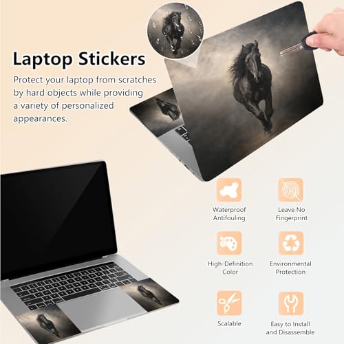 Laptop Skin Sticker Decal 15.6 Inch,12 13 13.3 14 15 15.6 in Laptop Netbook Skins for Notebook,Art Decal Removable Waterproof Scratch Resistant,Universal Vinyl Cover,Black Horse Cool - color: Black Horse Cool