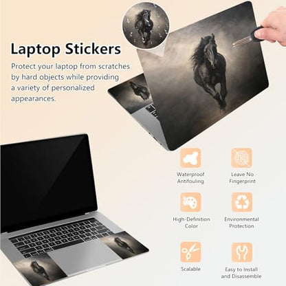 Laptop Skin Sticker Decal 15.6 Inch,12 13 13.3 14 15 15.6 in Laptop Netbook Skins for Notebook,Art Decal Removable Waterproof Scratch Resistant,Universal Vinyl Cover,Black Horse Cool - color: Black Horse Cool