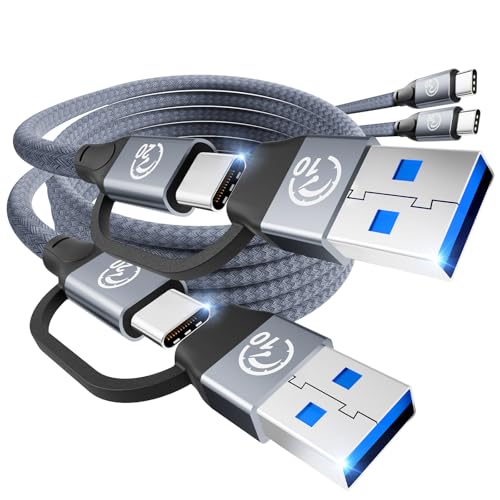 240W USB C Cable 6.6FT 2Pack, 20Gbps USBC 3.2 Gen 2 Cable, 4K Video USB C Monitor Cable, C Type Charger Fast Charge for iPad, USB to USBC Cable for iPhone 17 Pro Max, Galaxy S26 Ultra, MacBook - color: Gray, size: 6.6ft+6.6ft