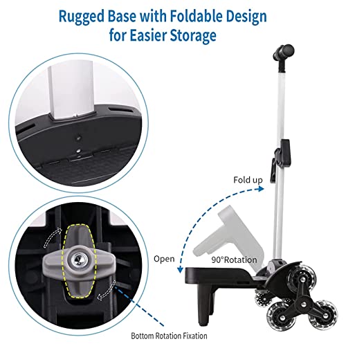 Backpack Trolley, Wheeled Trolley Aluminium Alloy Foldable Hand Cart with Border Base 6 Wheels Rolling Luggage Carts for Kids Teens Adult School Travel (6 Wheels with Edge Guard) - color: 6 Wheels With Edge Guard