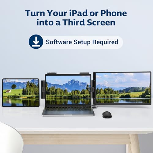 HONGO Portable Studio Display 15.6" FHD IPS 1080P Monitor — Laptop Screen Extender & Phone/Pad Mount for 14–16" Laptops, Turn Phone into Webcam + Keyboard Control (Third‑Party App Required) - color: A1-15.6"Extender-Black