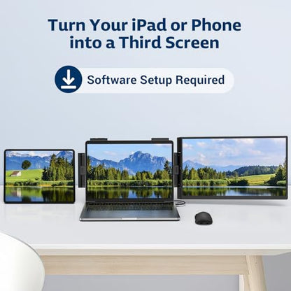 HONGO Portable Studio Display 15.6" FHD IPS 1080P Monitor — Laptop Screen Extender & Phone/Pad Mount for 14–16" Laptops, Turn Phone into Webcam + Keyboard Control (Third‑Party App Required) - color: A1-15.6"Extender-Black